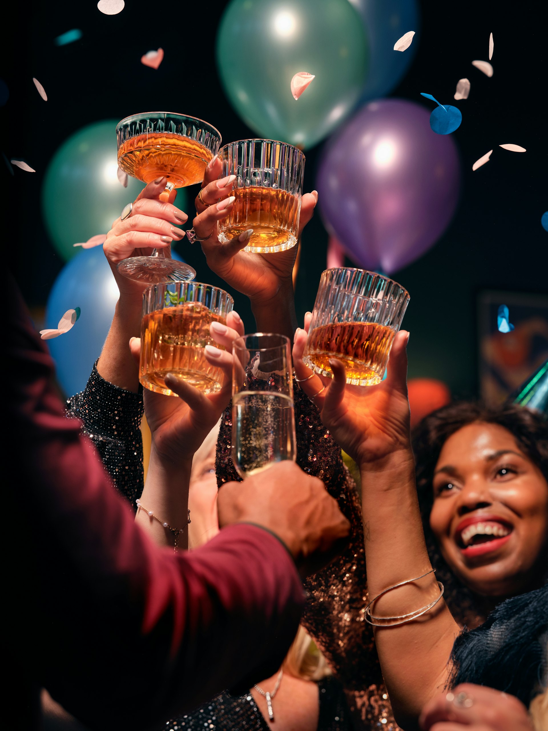 A celebratory toast among friends
